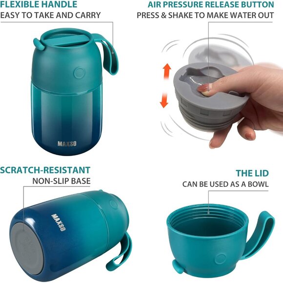 Soup Thermo for Hot & Cold Food for Adults Kids, 17 oz Vacuum Insulated Steel Lu - Picture 5 of 6